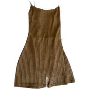 brown ribbed workout romper